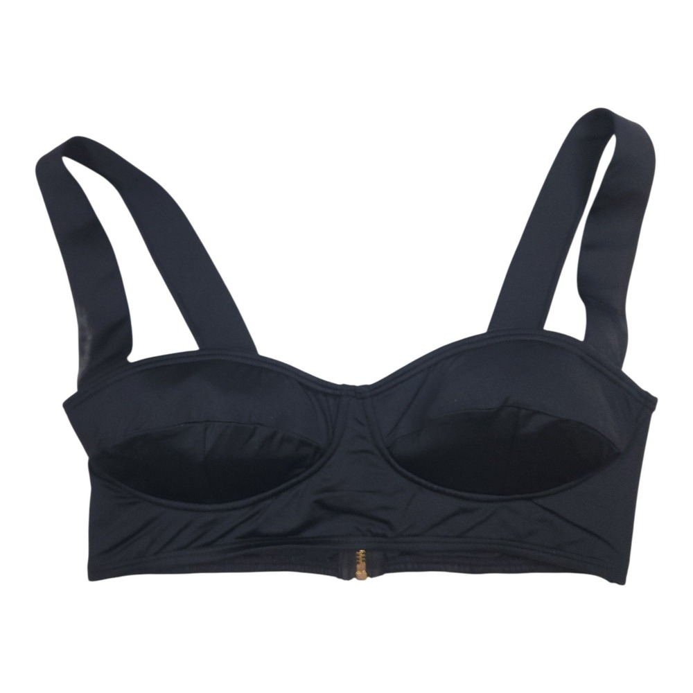 Kate Spade Black Bustier Balconette Bikini Top Zip Back Sz Large S19040